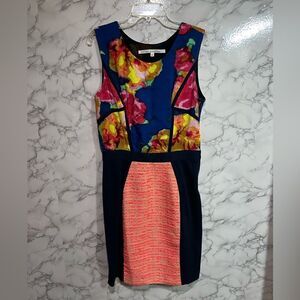 RACHEL Rachel Roy Multicolored Floral and Tweed Sheath Dress Size 4, Runs Small